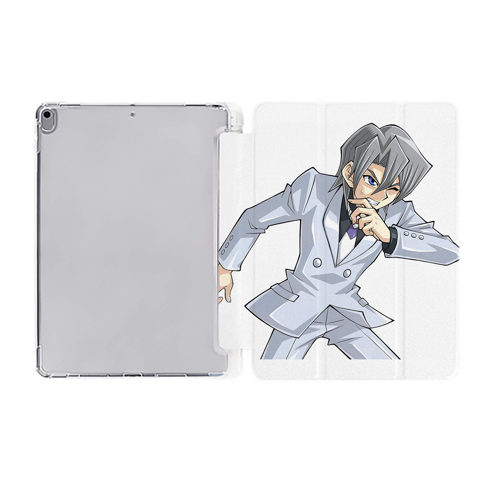 （画像用） 遊☆戯☆王 Yu-Gi-Oh! IPad ケース ペン収納付き 三つ折りスタンド PUレザー×シリコン 対応機種9.5/10.5/10.9インチ